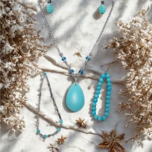 Jewelry Set | Necklace, Earrings, Bracelet & Anklet | Dyed Howlite & Hematite